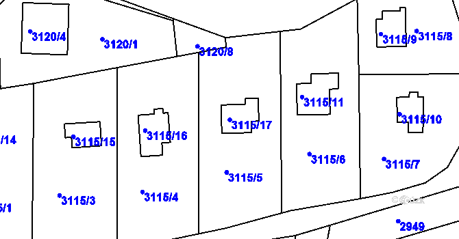 Parcela st. 3115/17 v KÚ Frýdlant nad Ostravicí, Katastrální mapa