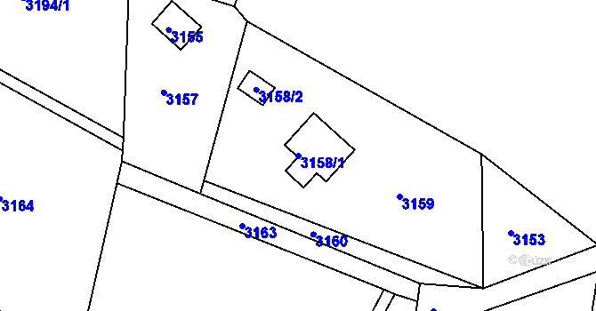 Parcela st. 3158/1 v KÚ Frýdlant nad Ostravicí, Katastrální mapa