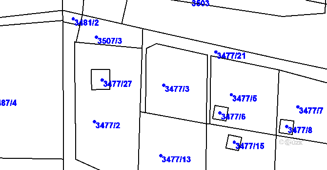Parcela st. 3477/3 v KÚ Frýdlant nad Ostravicí, Katastrální mapa