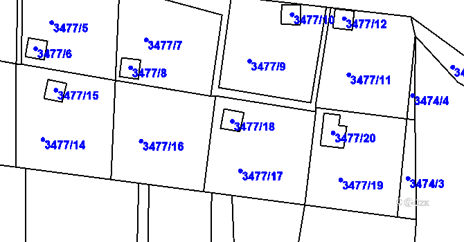 Parcela st. 3477/18 v KÚ Frýdlant nad Ostravicí, Katastrální mapa