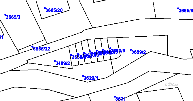 Parcela st. 3630/4 v KÚ Frýdlant nad Ostravicí, Katastrální mapa