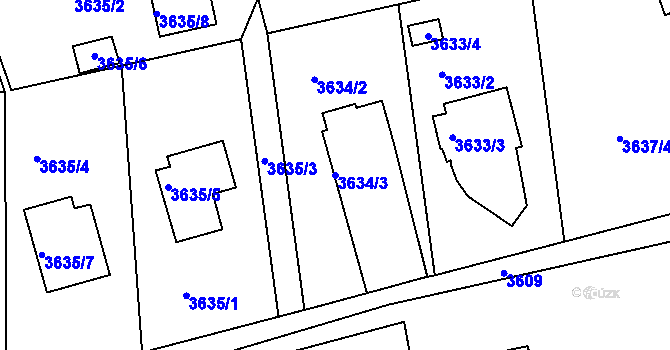 Parcela st. 3634/3 v KÚ Frýdlant nad Ostravicí, Katastrální mapa