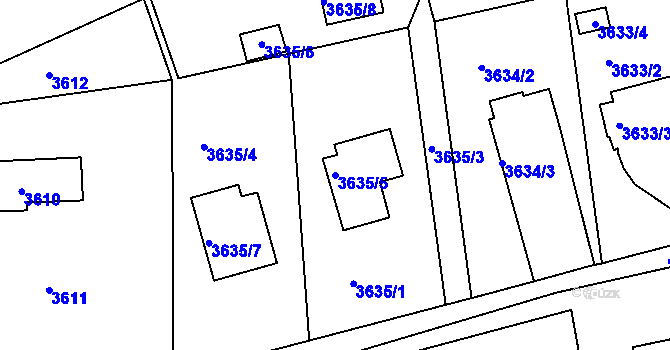 Parcela st. 3635/5 v KÚ Frýdlant nad Ostravicí, Katastrální mapa