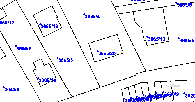 Parcela st. 3665/20 v KÚ Frýdlant nad Ostravicí, Katastrální mapa