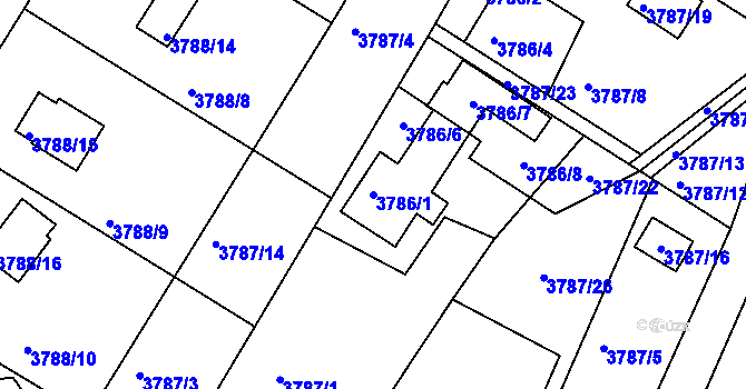 Parcela st. 3786/1 v KÚ Frýdlant nad Ostravicí, Katastrální mapa