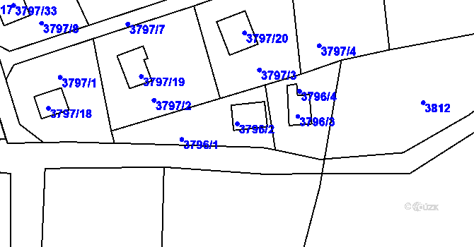 Parcela st. 3796/2 v KÚ Frýdlant nad Ostravicí, Katastrální mapa