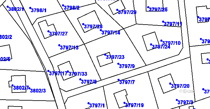 Parcela st. 3797/23 v KÚ Frýdlant nad Ostravicí, Katastrální mapa