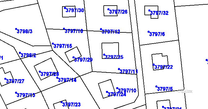 Parcela st. 3797/25 v KÚ Frýdlant nad Ostravicí, Katastrální mapa
