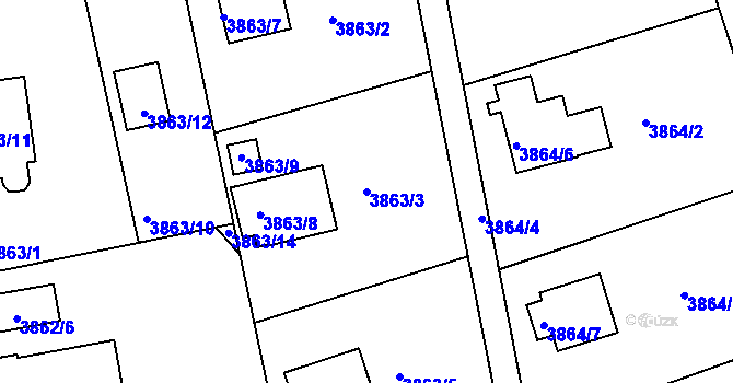 Parcela st. 3863/3 v KÚ Frýdlant nad Ostravicí, Katastrální mapa