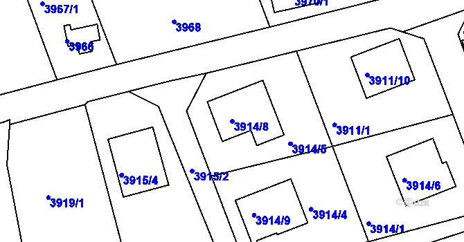 Parcela st. 3914/8 v KÚ Frýdlant nad Ostravicí, Katastrální mapa