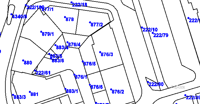 Parcela st. 876/3 v KÚ Frýdlant nad Ostravicí, Katastrální mapa