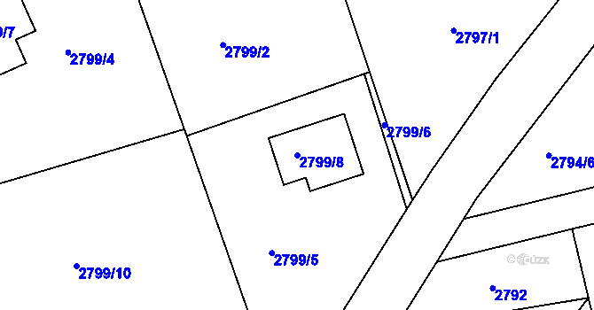 Parcela st. 2799/8 v KÚ Frýdlant nad Ostravicí, Katastrální mapa