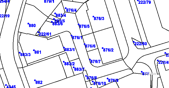 Parcela st. 876/6 v KÚ Frýdlant nad Ostravicí, Katastrální mapa
