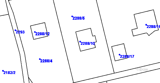 Parcela st. 2288/10 v KÚ Frýdlant nad Ostravicí, Katastrální mapa