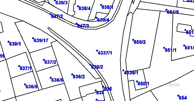 Parcela st. 4337/1 v KÚ Frýdlant nad Ostravicí, Katastrální mapa