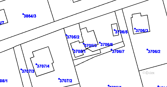 Parcela st. 3705/3 v KÚ Frýdlant nad Ostravicí, Katastrální mapa