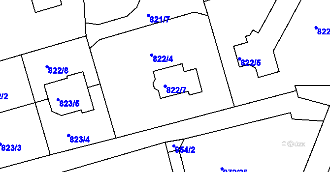 Parcela st. 822/7 v KÚ Frýdlant nad Ostravicí, Katastrální mapa