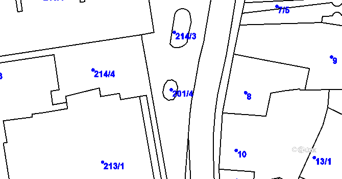 Parcela st. 201/4 v KÚ Frýdlant nad Ostravicí, Katastrální mapa