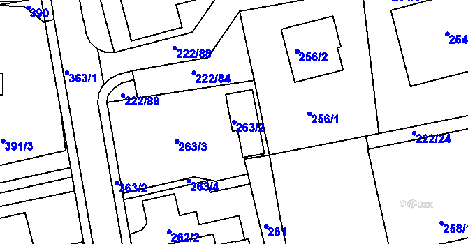 Parcela st. 263/2 v KÚ Frýdlant nad Ostravicí, Katastrální mapa