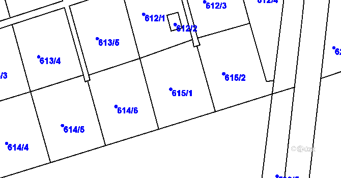Parcela st. 615/1 v KÚ Frýdlant nad Ostravicí, Katastrální mapa