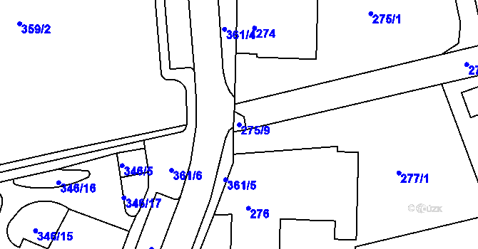Parcela st. 275/9 v KÚ Frýdlant nad Ostravicí, Katastrální mapa