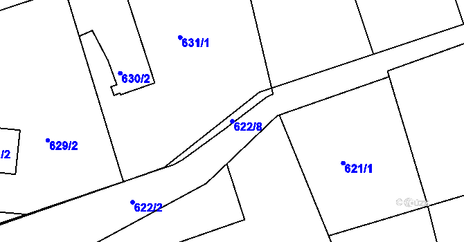 Parcela st. 622/8 v KÚ Frýdlant nad Ostravicí, Katastrální mapa