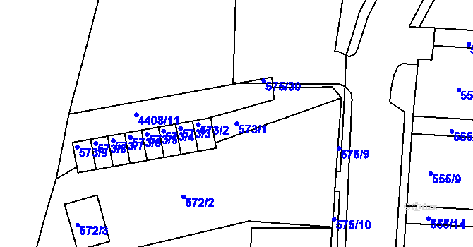 Parcela st. 573/1 v KÚ Frýdlant nad Ostravicí, Katastrální mapa