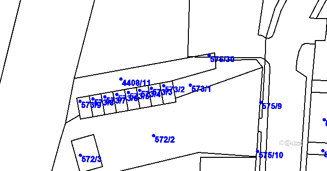 Parcela st. 573/2 v KÚ Frýdlant nad Ostravicí, Katastrální mapa