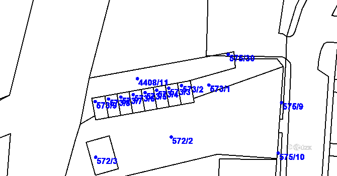 Parcela st. 573/3 v KÚ Frýdlant nad Ostravicí, Katastrální mapa