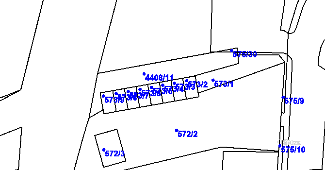 Parcela st. 573/4 v KÚ Frýdlant nad Ostravicí, Katastrální mapa