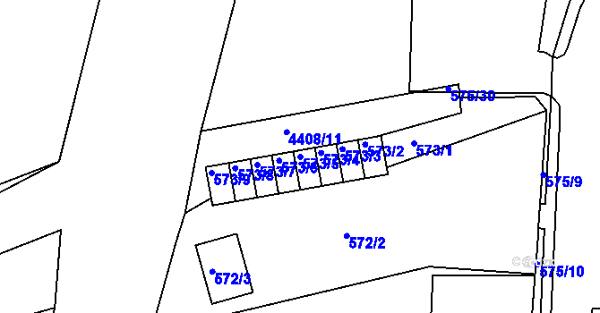 Parcela st. 573/5 v KÚ Frýdlant nad Ostravicí, Katastrální mapa