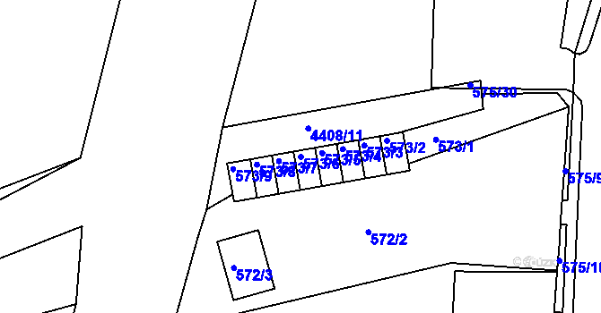 Parcela st. 573/6 v KÚ Frýdlant nad Ostravicí, Katastrální mapa