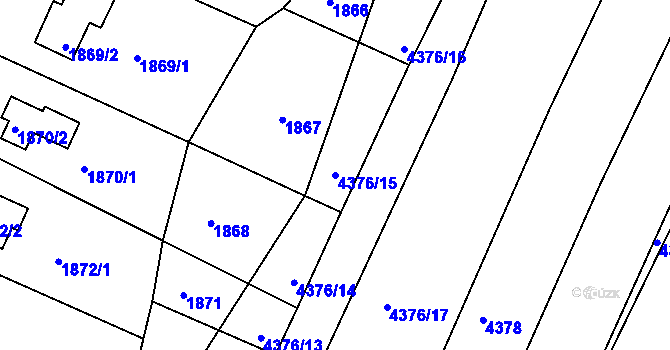 Parcela st. 4376/15 v KÚ Frýdlant nad Ostravicí, Katastrální mapa