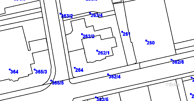 Parcela st. 262/1 v KÚ Frýdlant nad Ostravicí, Katastrální mapa