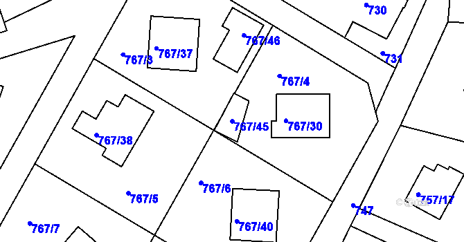 Parcela st. 767/45 v KÚ Frýdlant nad Ostravicí, Katastrální mapa