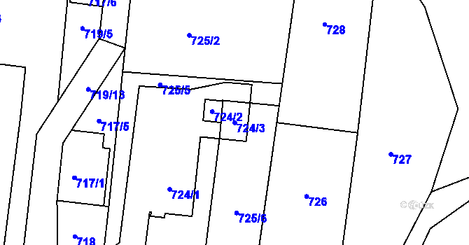Parcela st. 724/3 v KÚ Frýdlant nad Ostravicí, Katastrální mapa