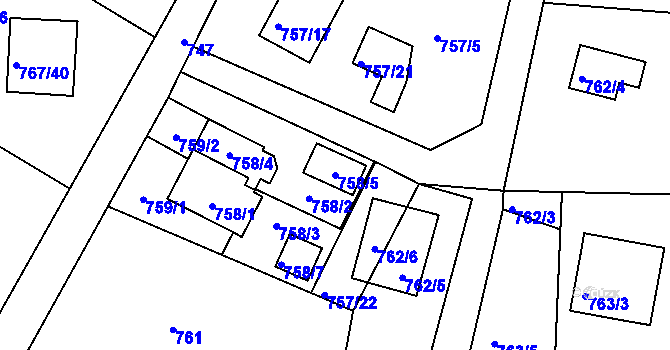 Parcela st. 758/5 v KÚ Frýdlant nad Ostravicí, Katastrální mapa