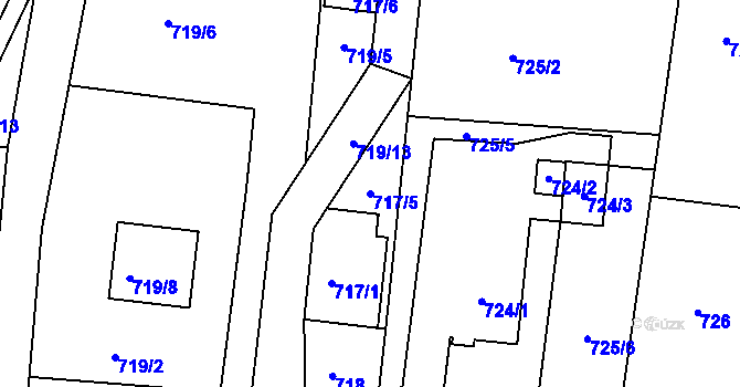 Parcela st. 717/5 v KÚ Frýdlant nad Ostravicí, Katastrální mapa