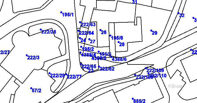 Parcela st. 195/5 v KÚ Frýdlant nad Ostravicí, Katastrální mapa