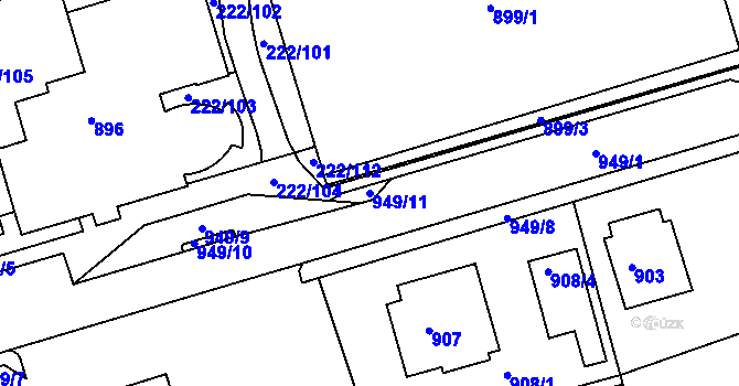 Parcela st. 949/11 v KÚ Frýdlant nad Ostravicí, Katastrální mapa