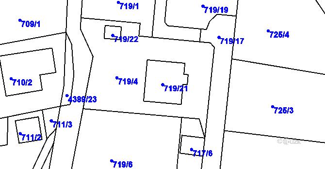 Parcela st. 719/21 v KÚ Frýdlant nad Ostravicí, Katastrální mapa