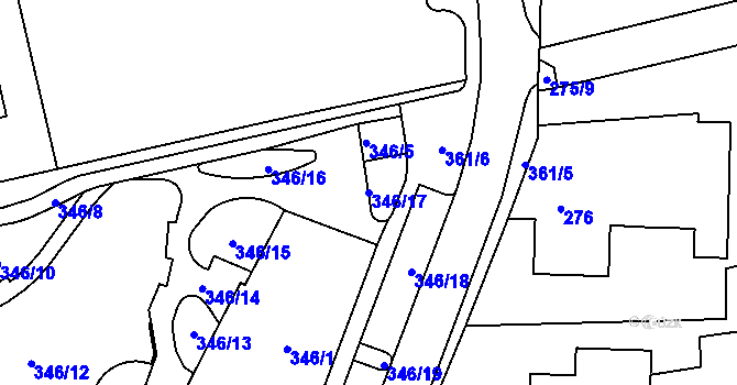 Parcela st. 346/17 v KÚ Frýdlant nad Ostravicí, Katastrální mapa