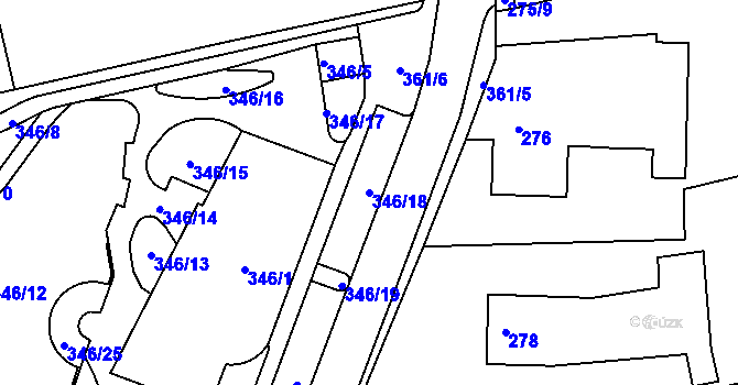 Parcela st. 346/18 v KÚ Frýdlant nad Ostravicí, Katastrální mapa