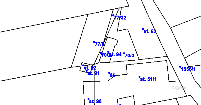 Parcela st. 70/2 v KÚ Frýdnava, Katastrální mapa