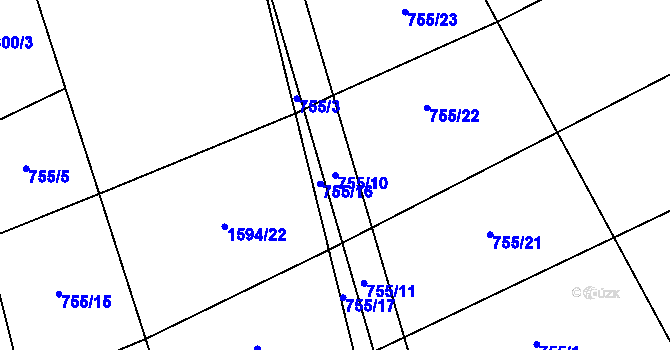 Parcela st. 755/10 v KÚ Frýdnava, Katastrální mapa