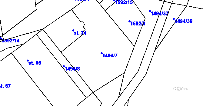 Parcela st. 1494/7 v KÚ Frýdnava, Katastrální mapa