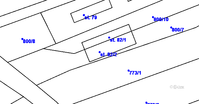Parcela st. 82/2 v KÚ Frýdnava, Katastrální mapa