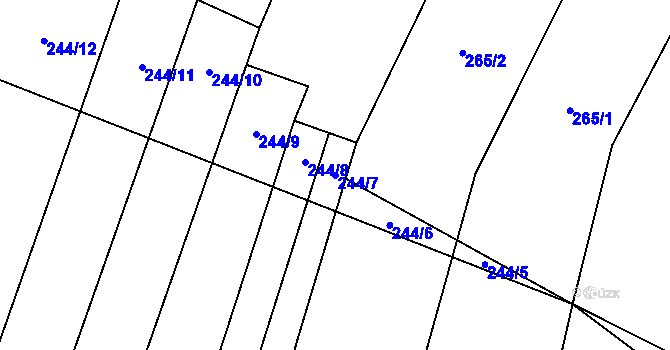 Parcela st. 244/7 v KÚ Frýdnava, Katastrální mapa