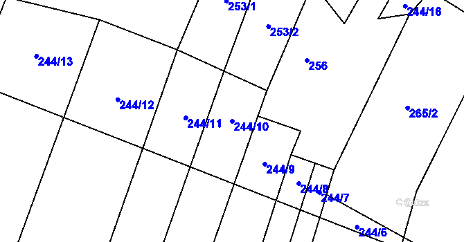 Parcela st. 244/10 v KÚ Frýdnava, Katastrální mapa