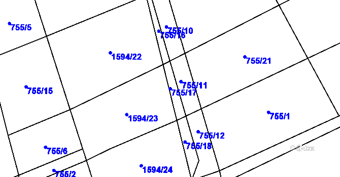 Parcela st. 755/17 v KÚ Frýdnava, Katastrální mapa